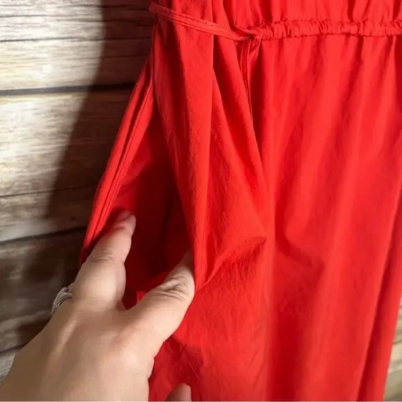 MANUELLE GUIBAL red Poplin pop over dress with drawstring waist S - Picture 7 of 10